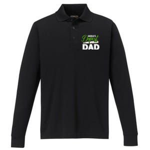 World's Dopest Dad Cannabis Marijuana Weed Funny Fathers Day Performance Long Sleeve Polo