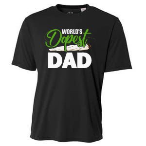 World's Dopest Dad Cannabis Marijuana Weed Funny Fathers Day Cooling Performance Crew T-Shirt