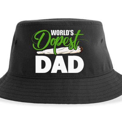 World's Dopest Dad Cannabis Marijuana Weed Funny Fathers Day Sustainable Bucket Hat