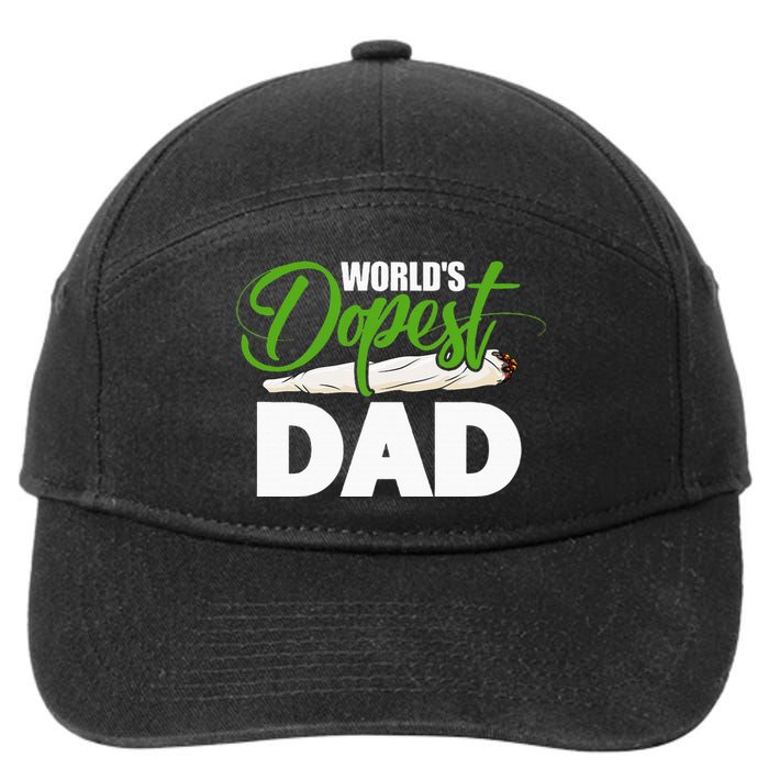 World's Dopest Dad Cannabis Marijuana Weed Funny Fathers Day 7-Panel Snapback Hat