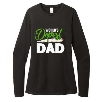 World's Dopest Dad Cannabis Marijuana Weed Funny Fathers Day Womens CVC Long Sleeve Shirt