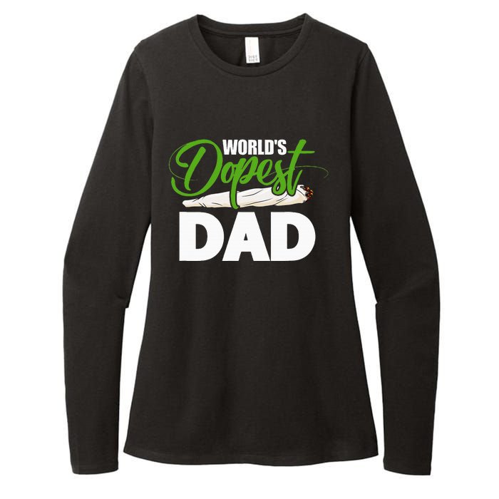 World's Dopest Dad Cannabis Marijuana Weed Funny Fathers Day Womens CVC Long Sleeve Shirt