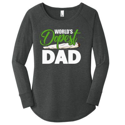 World's Dopest Dad Cannabis Marijuana Weed Funny Fathers Day Women's Perfect Tri Tunic Long Sleeve Shirt