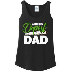 World's Dopest Dad Cannabis Marijuana Weed Funny Fathers Day Ladies Essential Tank