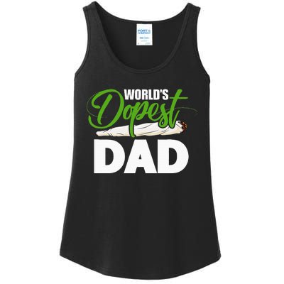 World's Dopest Dad Cannabis Marijuana Weed Funny Fathers Day Ladies Essential Tank