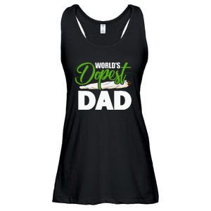 World's Dopest Dad Cannabis Marijuana Weed Funny Fathers Day Ladies Essential Flowy Tank