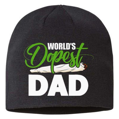 World's Dopest Dad Cannabis Marijuana Weed Funny Fathers Day Sustainable Beanie