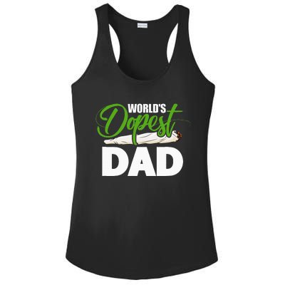 World's Dopest Dad Cannabis Marijuana Weed Funny Fathers Day Ladies PosiCharge Competitor Racerback Tank