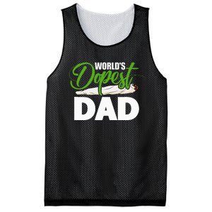 World's Dopest Dad Cannabis Marijuana Weed Funny Fathers Day Mesh Reversible Basketball Jersey Tank