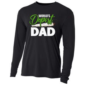 World's Dopest Dad Cannabis Marijuana Weed Funny Fathers Day Cooling Performance Long Sleeve Crew