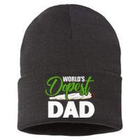 World's Dopest Dad Cannabis Marijuana Weed Funny Fathers Day Sustainable Knit Beanie