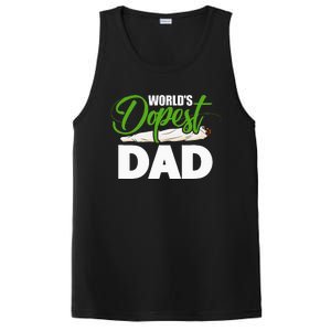 World's Dopest Dad Cannabis Marijuana Weed Funny Fathers Day PosiCharge Competitor Tank