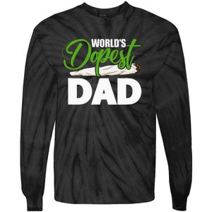 World's Dopest Dad Cannabis Marijuana Weed Funny Fathers Day Tie-Dye Long Sleeve Shirt