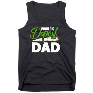 World's Dopest Dad Cannabis Marijuana Weed Funny Fathers Day Tank Top