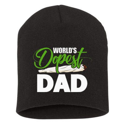 World's Dopest Dad Cannabis Marijuana Weed Funny Fathers Day Short Acrylic Beanie