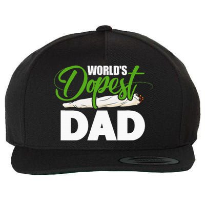 World's Dopest Dad Cannabis Marijuana Weed Funny Fathers Day Wool Snapback Cap