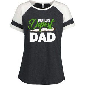 World's Dopest Dad Cannabis Marijuana Weed Funny Fathers Day Enza Ladies Jersey Colorblock Tee