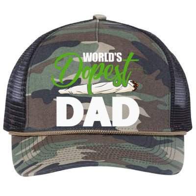 World's Dopest Dad Cannabis Marijuana Weed Funny Fathers Day Retro Rope Trucker Hat Cap