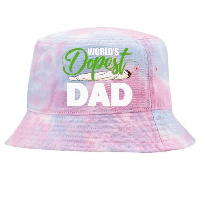 World's Dopest Dad Cannabis Marijuana Weed Funny Fathers Day Tie-Dyed Bucket Hat