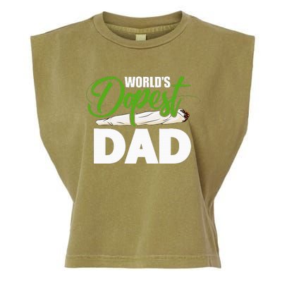 World's Dopest Dad Cannabis Marijuana Weed Funny Fathers Day Garment-Dyed Women's Muscle Tee