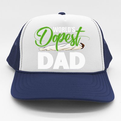 World's Dopest Dad Cannabis Marijuana Weed Funny Fathers Day Trucker Hat