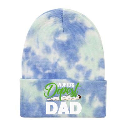 World's Dopest Dad Cannabis Marijuana Weed Funny Fathers Day Tie Dye 12in Knit Beanie