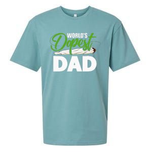 World's Dopest Dad Cannabis Marijuana Weed Funny Fathers Day Sueded Cloud Jersey T-Shirt