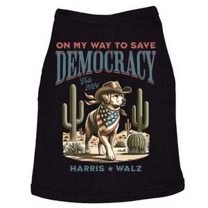 Western Democracy Dog Lady For Harris Walz Doggie Tank