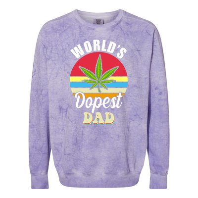 World's Dopest Dad Funny Marijuana Retro Colorblast Crewneck Sweatshirt