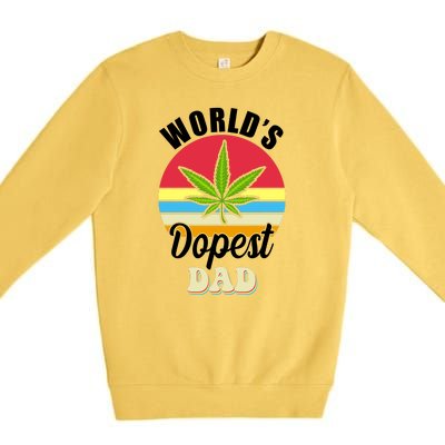 World's Dopest Dad Funny Marijuana Retro Premium Crewneck Sweatshirt