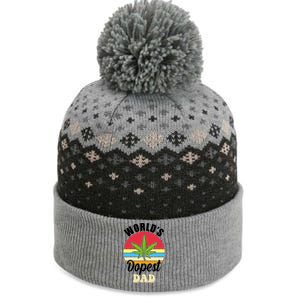 World's Dopest Dad Funny Marijuana Retro The Baniff Cuffed Pom Beanie