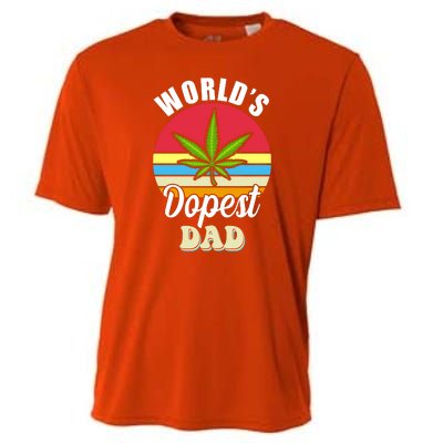 World's Dopest Dad Funny Marijuana Retro Cooling Performance Crew T-Shirt