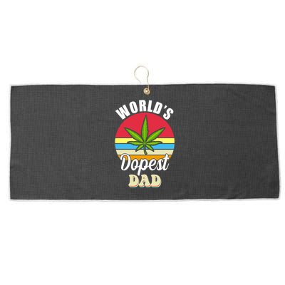 World's Dopest Dad Funny Marijuana Retro Large Microfiber Waffle Golf Towel