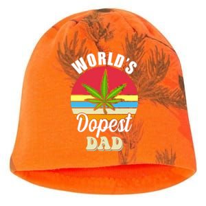 World's Dopest Dad Funny Marijuana Retro Kati - Camo Knit Beanie