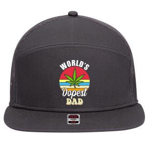 World's Dopest Dad Funny Marijuana Retro 7 Panel Mesh Trucker Snapback Hat