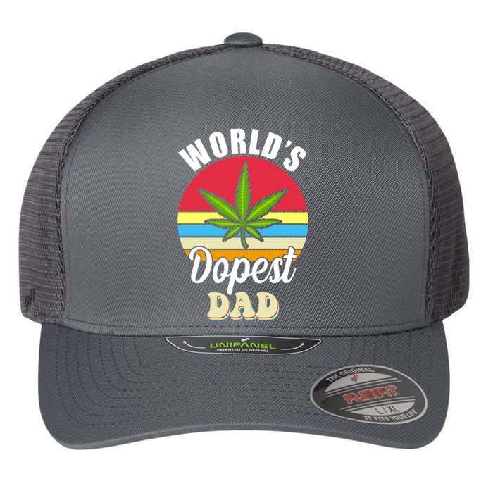 World's Dopest Dad Funny Marijuana Retro Flexfit Unipanel Trucker Cap