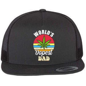 World's Dopest Dad Funny Marijuana Retro Flat Bill Trucker Hat