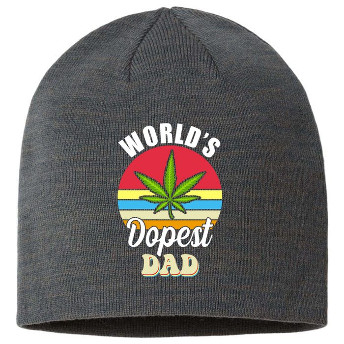 World's Dopest Dad Funny Marijuana Retro Sustainable Beanie