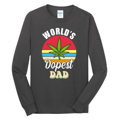 World's Dopest Dad Funny Marijuana Retro Tall Long Sleeve T-Shirt