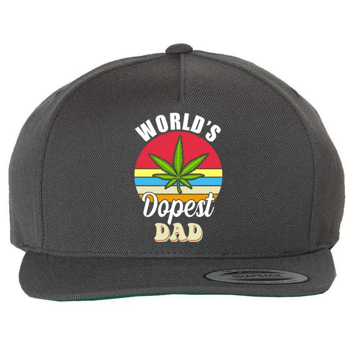 World's Dopest Dad Funny Marijuana Retro Wool Snapback Cap