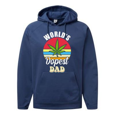 World's Dopest Dad Funny Marijuana Retro Performance Fleece Hoodie