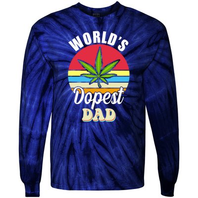 World's Dopest Dad Funny Marijuana Retro Tie-Dye Long Sleeve Shirt