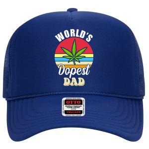 World's Dopest Dad Funny Marijuana Retro High Crown Mesh Back Trucker Hat