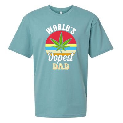 World's Dopest Dad Funny Marijuana Retro Sueded Cloud Jersey T-Shirt