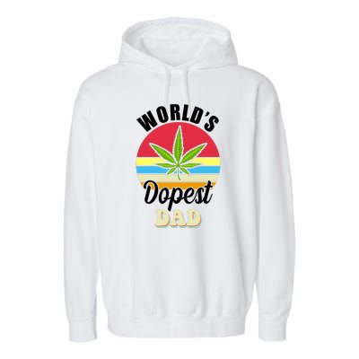 World's Dopest Dad Funny Marijuana Retro Garment-Dyed Fleece Hoodie