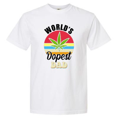 World's Dopest Dad Funny Marijuana Retro Garment-Dyed Heavyweight T-Shirt