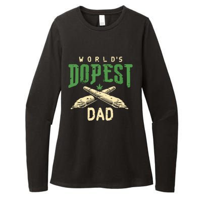 Worlds Dopest Dad Cannabis Marijuana Weed Fathers Day Womens CVC Long Sleeve Shirt