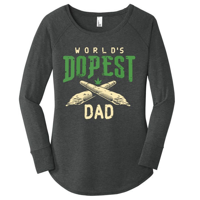 Worlds Dopest Dad Cannabis Marijuana Weed Fathers Day Women's Perfect Tri Tunic Long Sleeve Shirt