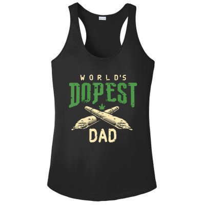 Worlds Dopest Dad Cannabis Marijuana Weed Fathers Day Ladies PosiCharge Competitor Racerback Tank