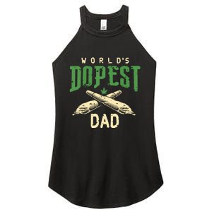 Worlds Dopest Dad Cannabis Marijuana Weed Fathers Day Women's Perfect Tri Rocker Tank